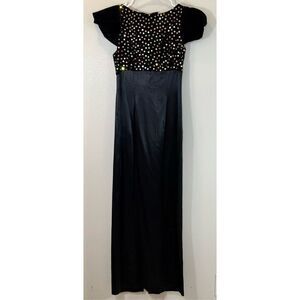 Vintage All That Jazz Chorus Dance Company Black Velvet Satin Sequined Gown  5/6
